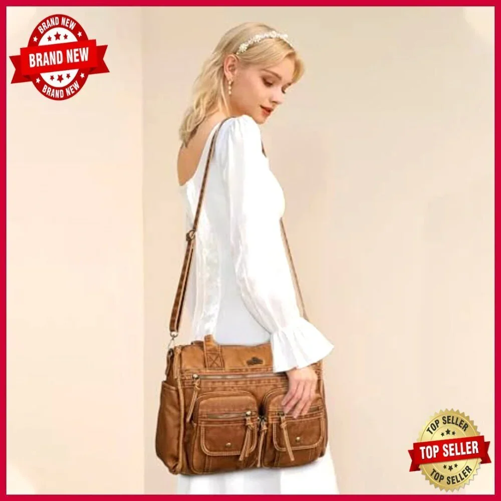 Soft Leather Hobo Bag with Adjustable Strap, Large Capacity Tote